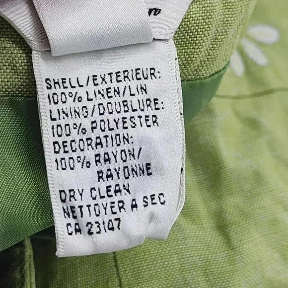 Vintage Talbots 100%  Irish linen embroidered floral high rise pants lined 10 - Picture 6 of 9